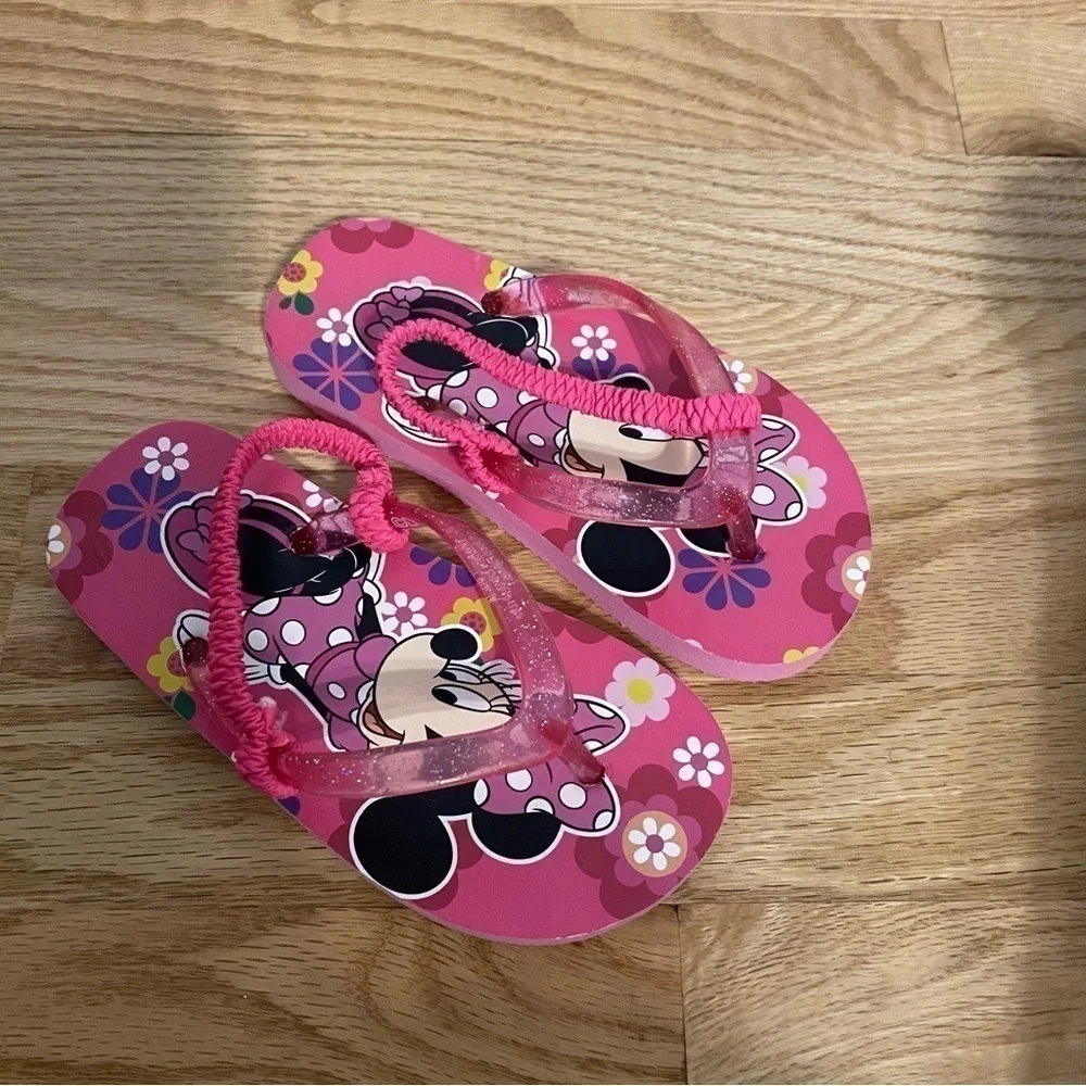 Disney Minnie Mouse Flip Flops Sz 9/10 Pink NEW Girls Kids